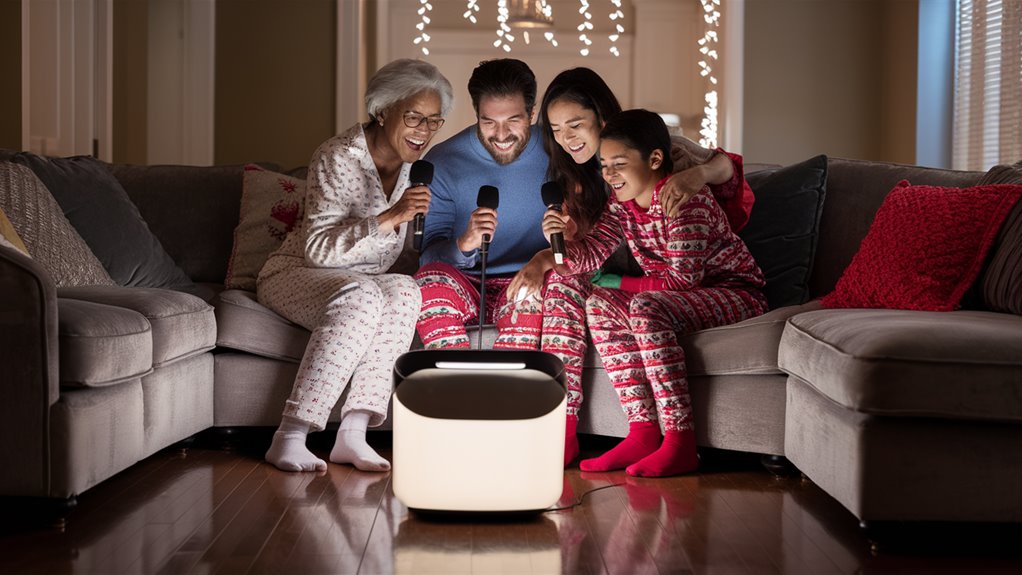 family singing together songs